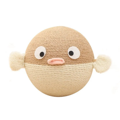 A 15cm sisal hemp cube pet toy with a puffer leakage food feeder design for dogs and cats.