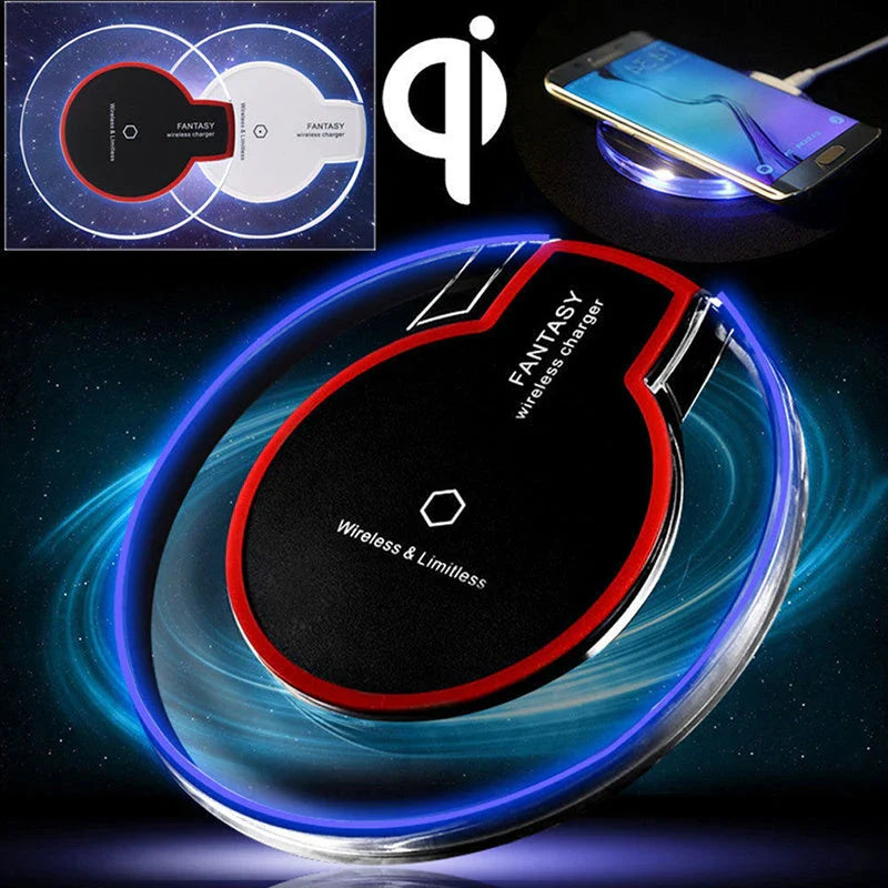 Sleek wireless charging pad with non-slip silicone surface and automatic charging for Apple and Samsung devices