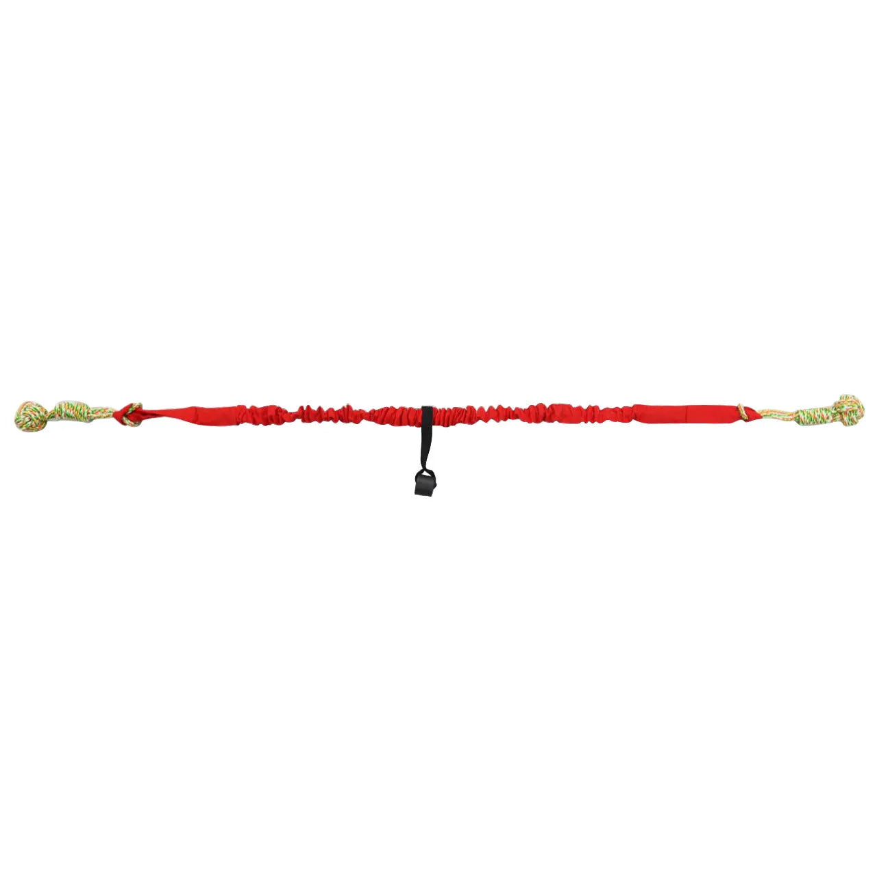 Braided cotton rope dog toy in red colour, approximately 30 cm long, for tug-of-war and dental health
