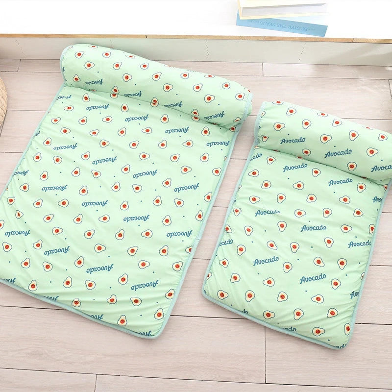 Summer Ice Silk Cool Pet Pad in various colors and sizes for pet heat relief