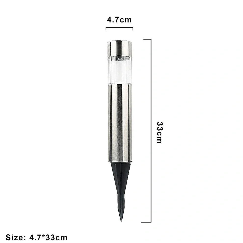 Solar cylindrical lawn light 23cm tall with 5.5cm diameter for garden pathway illumination