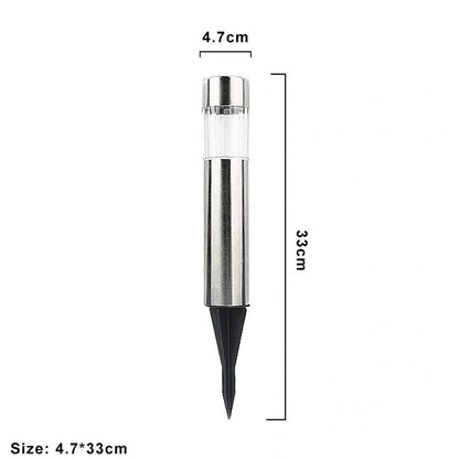 Solar cylindrical lawn light 23cm tall with 5.5cm diameter for garden pathway illumination