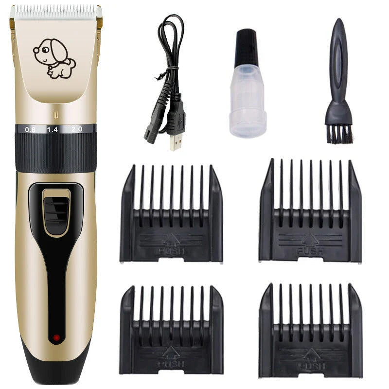 Powerful cordless pet grooming clipper with 5 adjustable speed settings, titanium-ceramic blade, and up to 2 hours of runtime