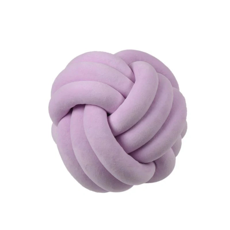 Knotted Plush Ball Design Round Throw Pillow in various colors and sizes