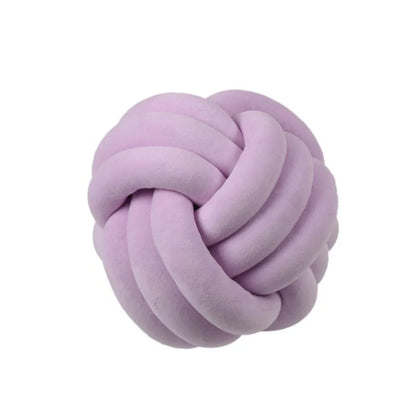 Knotted Plush Ball Design Round Throw Pillow in various colors and sizes