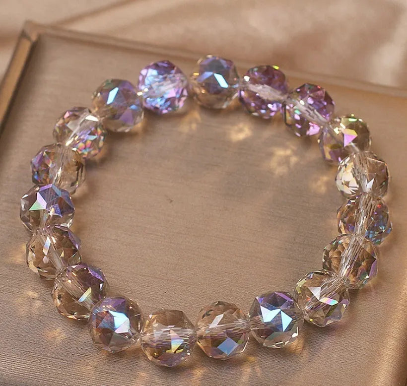 Colourful gray artificial crystal bracelet for women, original design travel gift, one bracelet