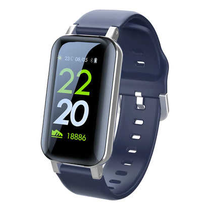 Smart call bracelet with heart rate monitor display in black, blue, and coffee colour options