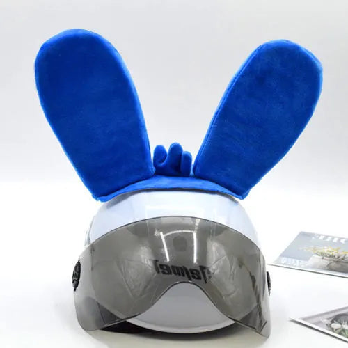 Rabbit ear ski helmet ornament with LED lighting and Velcro base attachment for helmet customisation