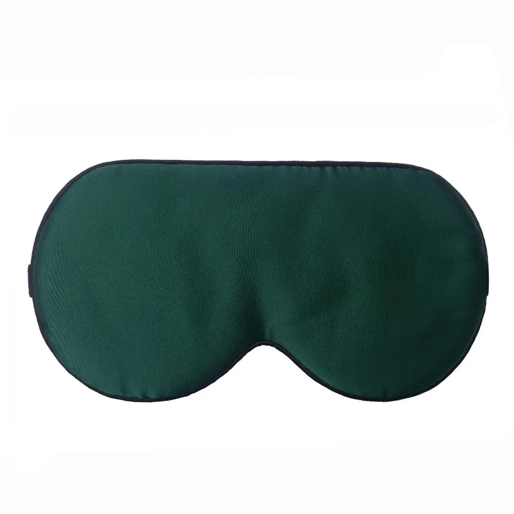 Double-sided mulberry silk eye mask showing 22cm by 11cm dimensions in navy blue colour