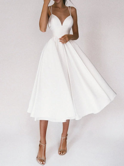 Women's V-neck suspender A-line summer dress in various colors