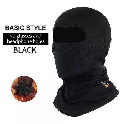 Ski fleece headgear with glasses hole for motorcycle and bicycle riders