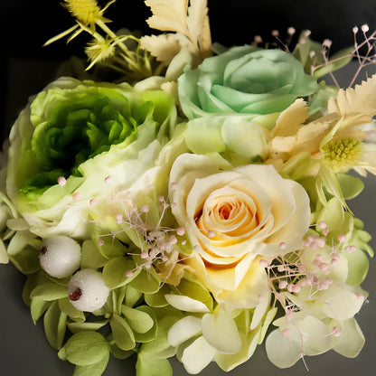 Preserved eternal flower gift box with roses, carnations, and hydrangea in red and pink colours