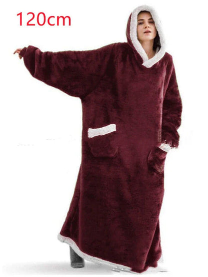 Cozy TV Blanket Hoodie in a variety of colors, featuring a plush polyester design with a front pocket and adjustable drawstring hood