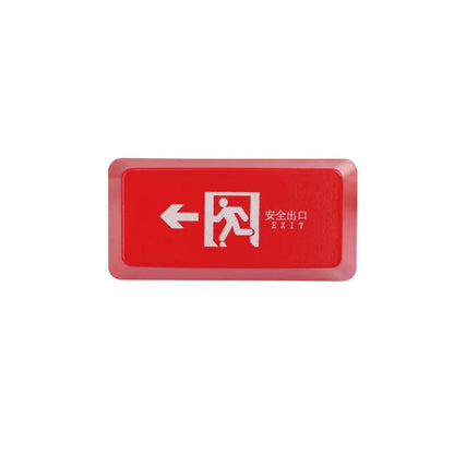 Transparent mechanical keyboard key cap with safety evacuation exit design in red colour