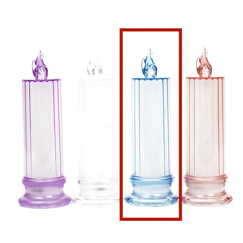 LED electronic candle light in transparent colour with diamond pattern, 15cm height