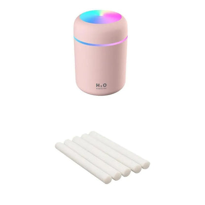 Pink white or navy blue USB desktop humidifier with LED mood lights and 300ml water tank