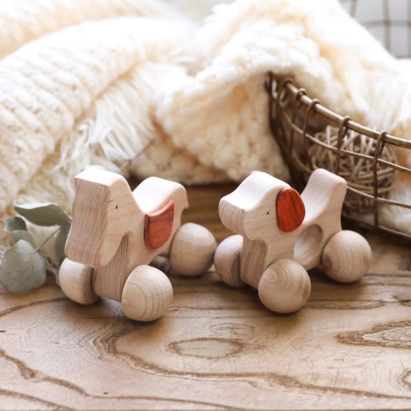 Eco-friendly wooden dog puzzle toy for infant learning and development