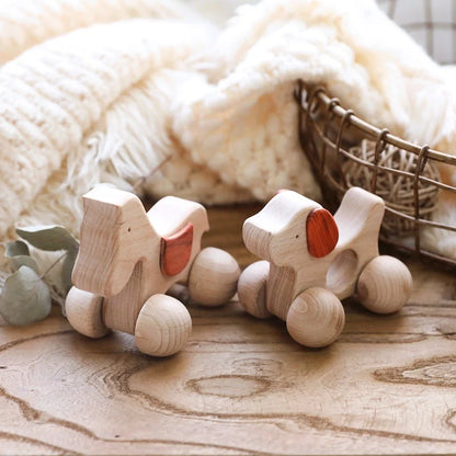 Eco-friendly wooden dog puzzle toy for infant learning and development