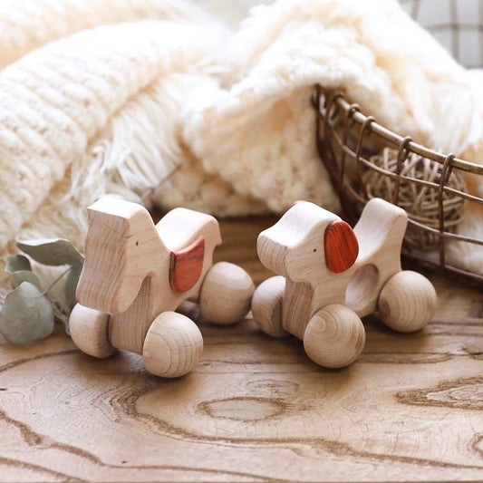 Eco-friendly wooden dog puzzle toy for infant learning and development