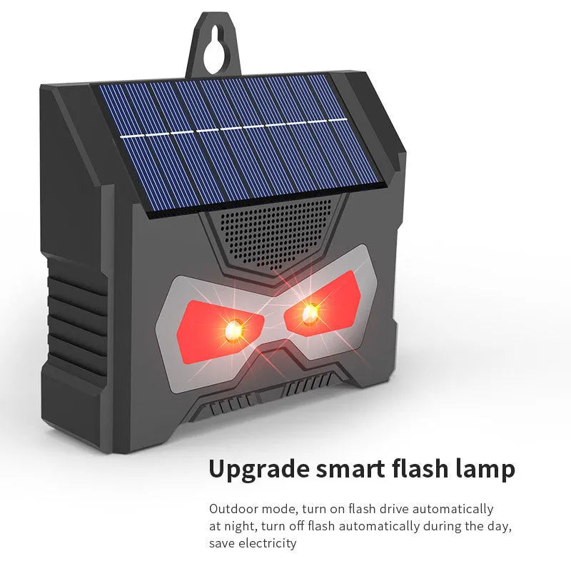 Black animal-shaped solar ultrasonic outdoor pest repeller with charging cable