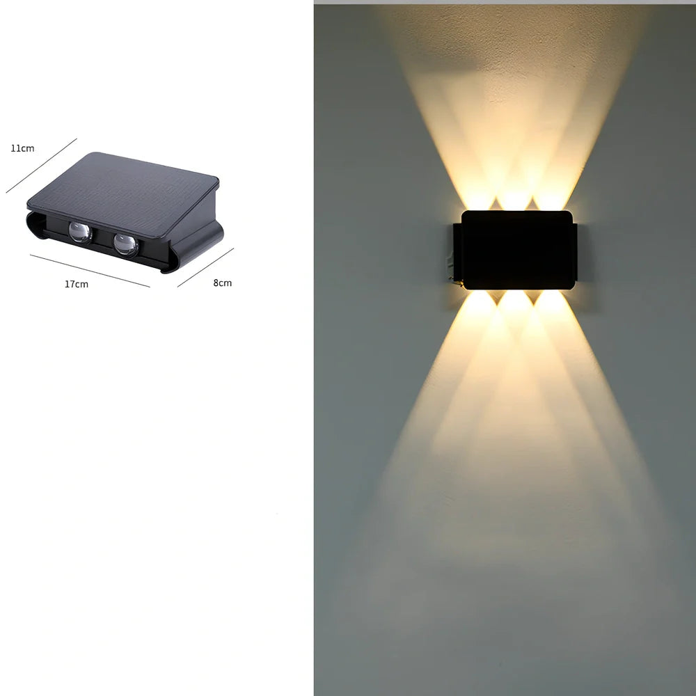Solar outdoor corridor waterproof wall lamp in ABS with 2000mAh battery and IP66 rating for 6-12 hour LED lighting