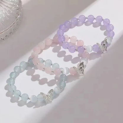 Women's handmade crystal bracelet with princess bow design and butterfly colour options