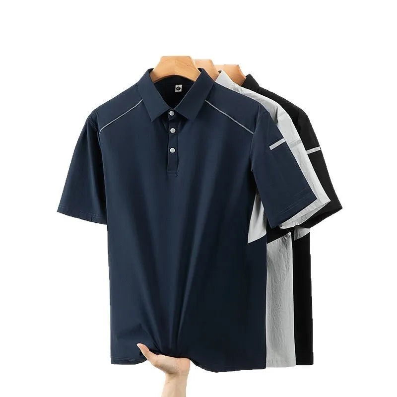 Silver white gray work t-shirt with short sleeves featuring ice feeling quick-drying technology