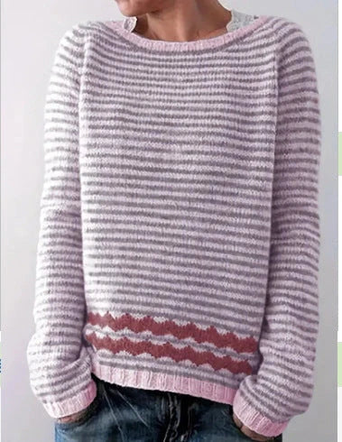 Stylish multicolor knit pullover sweater for women with relaxed fit and variety of vibrant color options