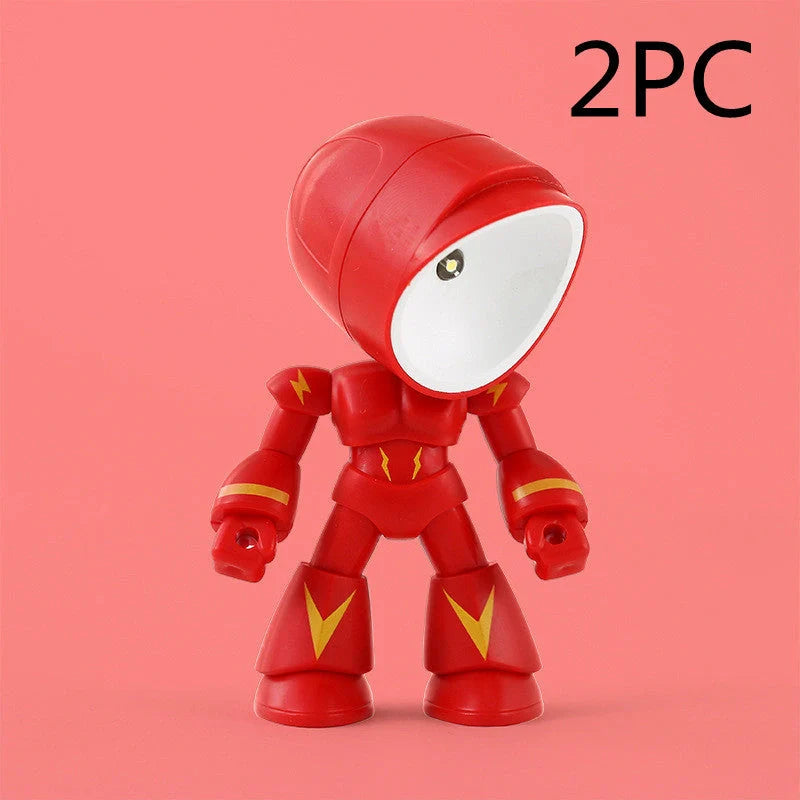 Mini LED Hero Robot Table Lamp with adjustable arms and 360° rotating head in various colors