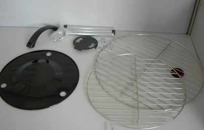 Spherical barbecue stove with 34.2cm cooking surface and black red finish