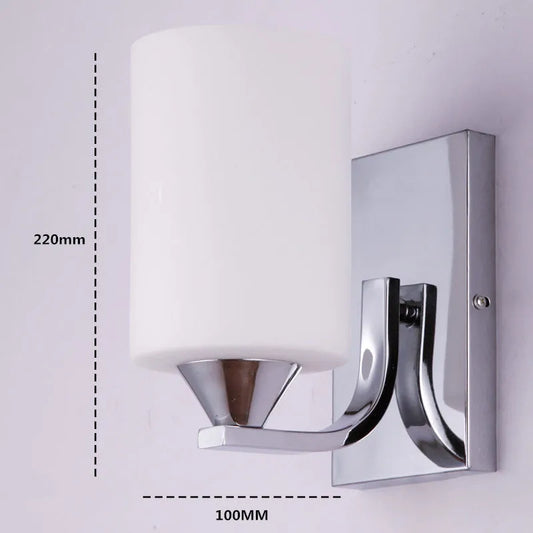 Minimalist chrome glass wall lamp with adjustable light colours for bedside illumination