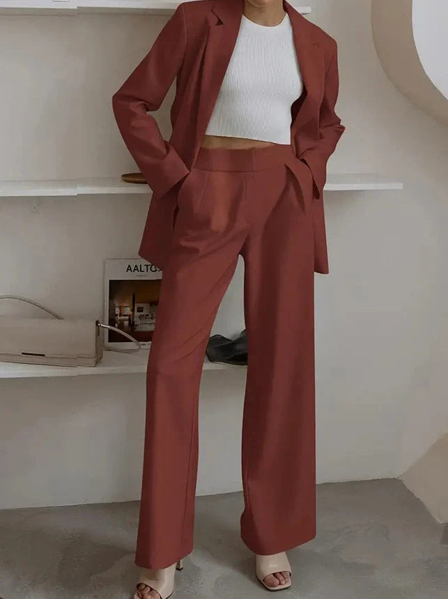 Stylish women's casual solid color suit set in various colors