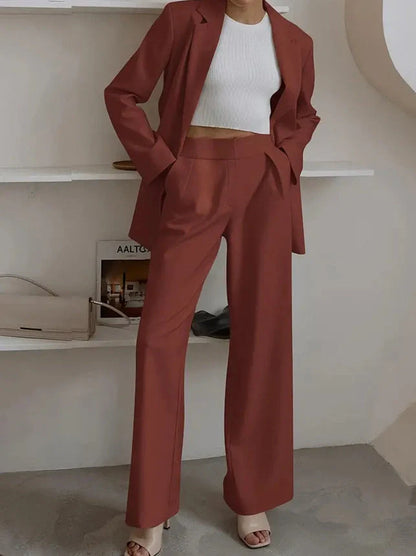 Stylish women's casual solid color suit set in various colors