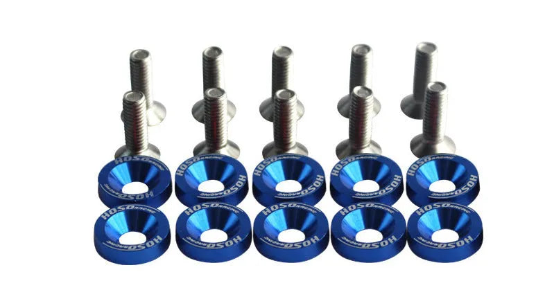 Car modification gasket screw kit showing screws in 8 different colours