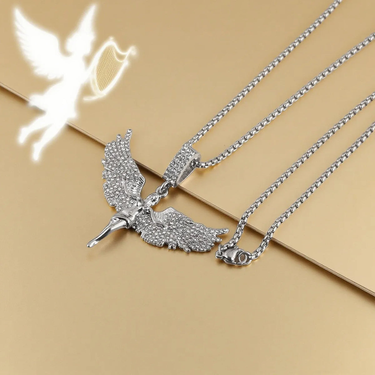 Silver diamond stud necklace with alloy pendant and electroplated finish for men and women