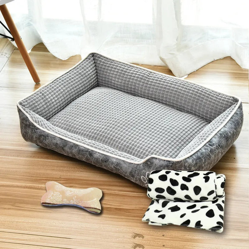 Flannel dog kennel in grey, coffee or beige, removable washable pet house, sizes M to XXL