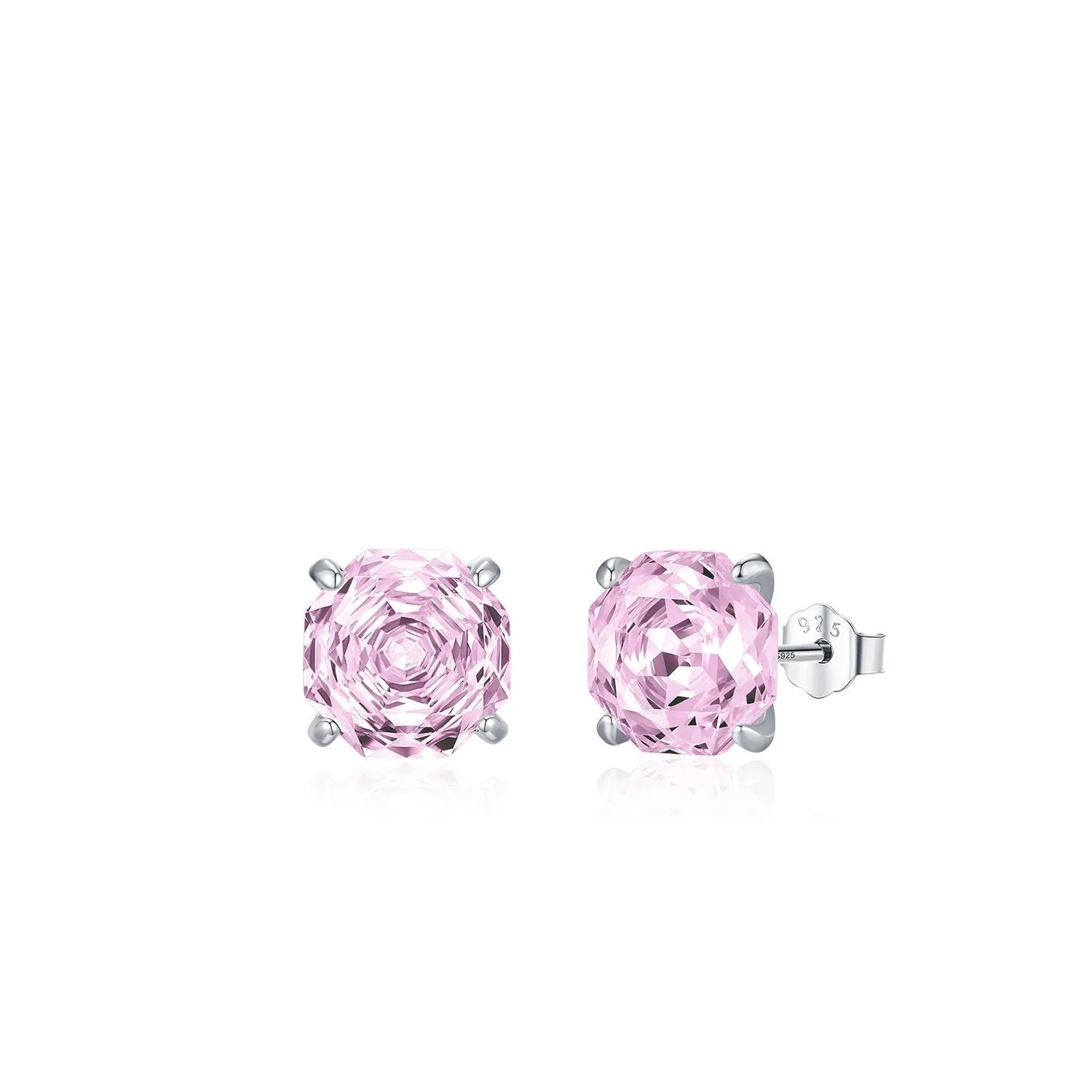S925 sterling silver rose stud earrings for women in 6mm and 8mm sizes with butterfly backs