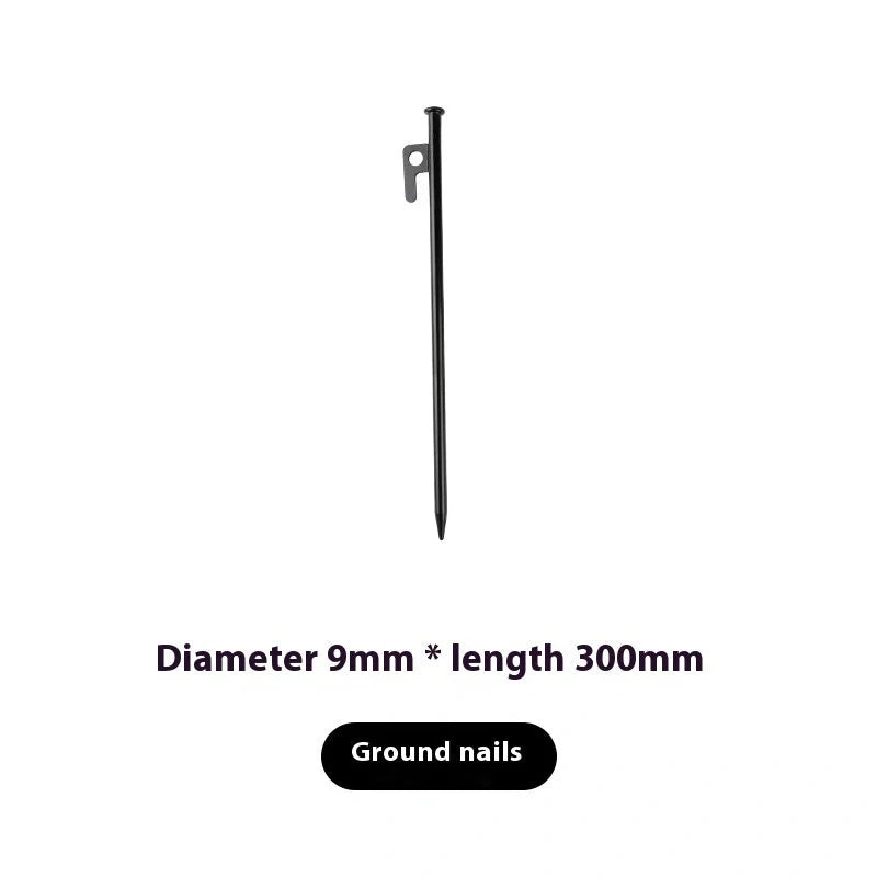 30cm black steel camping nail for securing tents and pavilions