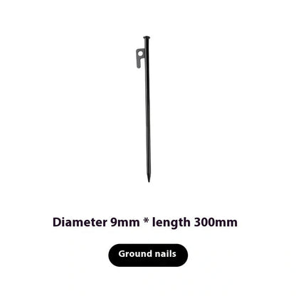 30cm black steel camping nail for securing tents and pavilions