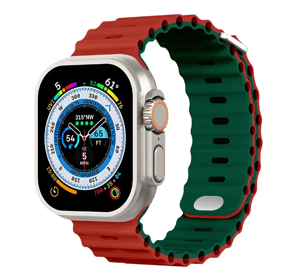 Ocean silicone watch band in midnight blue for Apple Watch 42mm, with buckle closure and flexible fit