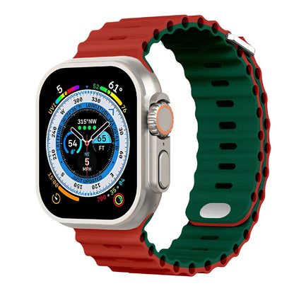 Ocean silicone watch band in midnight blue for Apple Watch 42mm, with buckle closure and flexible fit