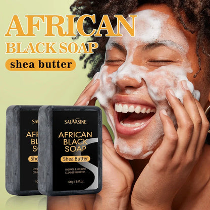100g African Black Soap bar with deep cleansing and anti-mite properties