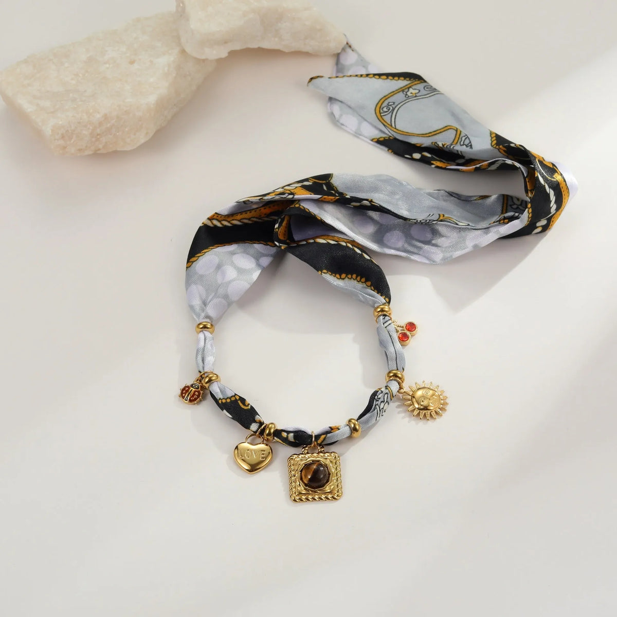 Stainless steel necklace and bracelet set with 18K electroplated finish and regular chain style