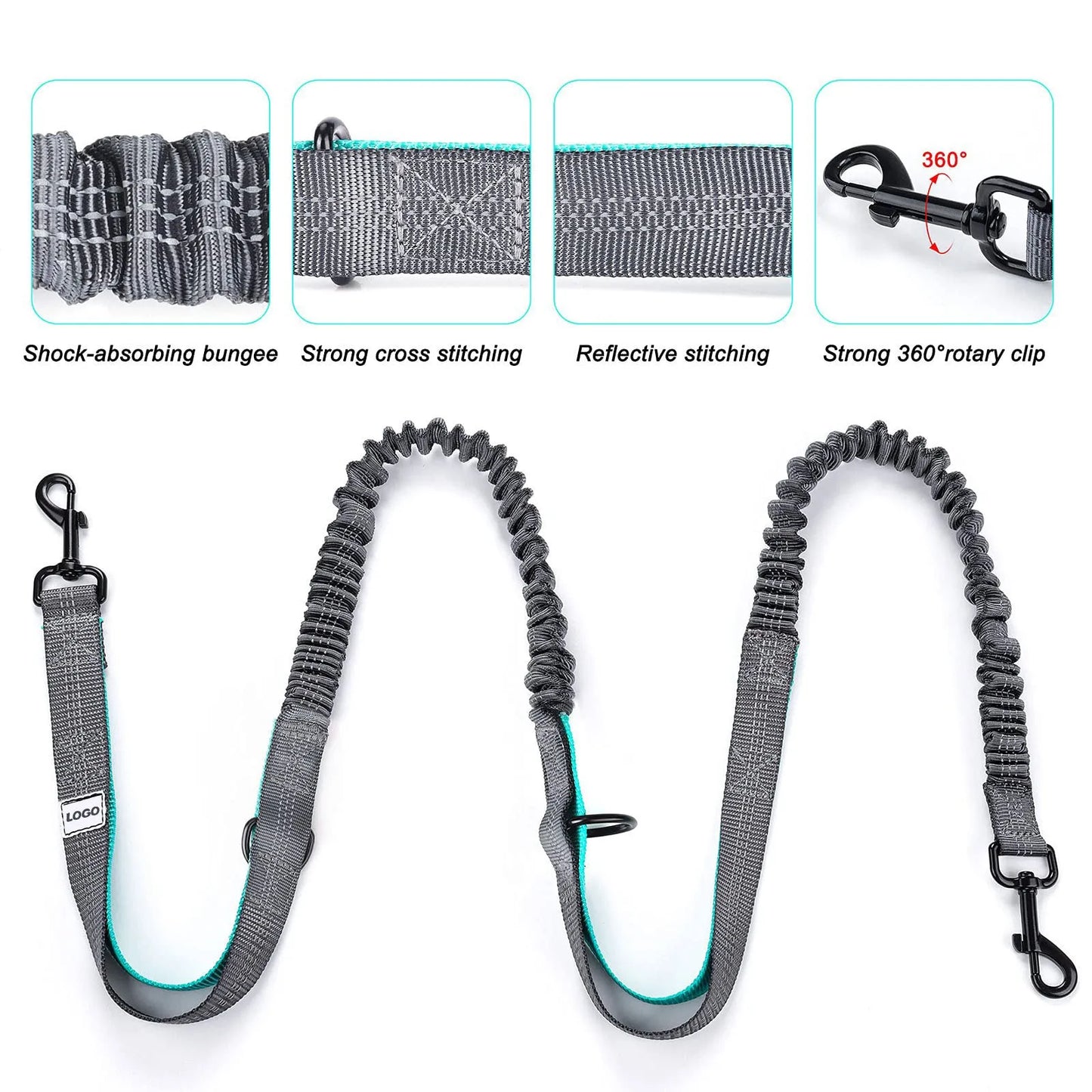 Black nylon outdoor pet training waist bag and dog leash set on waist