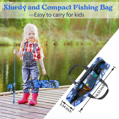 Kids and teens telescopic fishing rod set with non-slip grip and portable bag