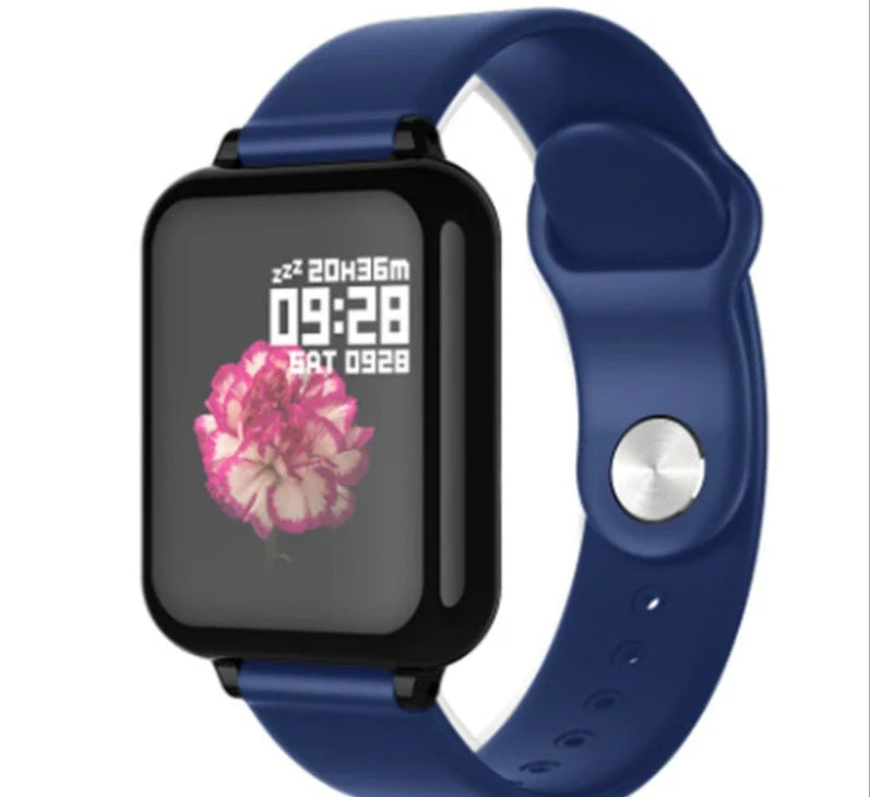 Apple-compatible smart sports watch with color display, health tracking features, and smartphone connectivity