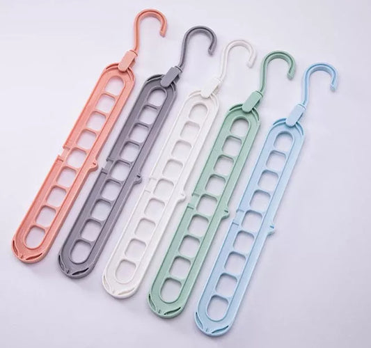 9-hole space-saving clothes hanger organizer in various colors