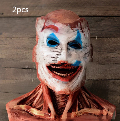Halloween skull mask with movable jaw showing brain flower design in vinyl construction