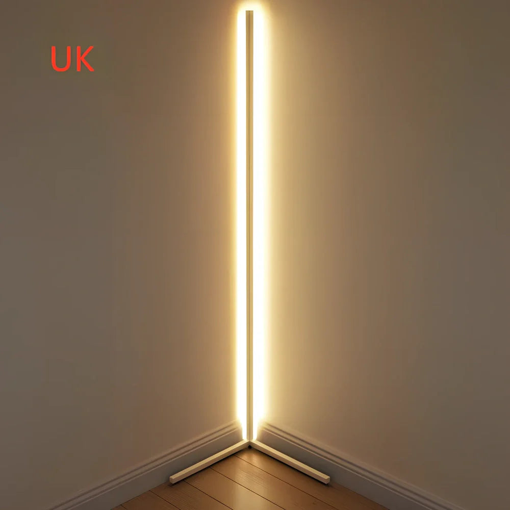 Corner floor lamp with aluminium alloy shade measuring 140cm height and 40cm diameter