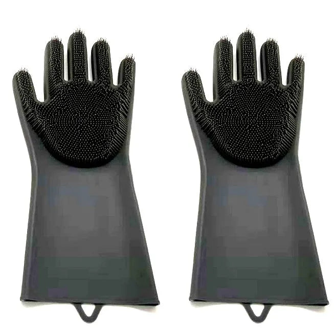 FDA food grade silicone kitchen cleaning gloves with orange colour and 357mm length